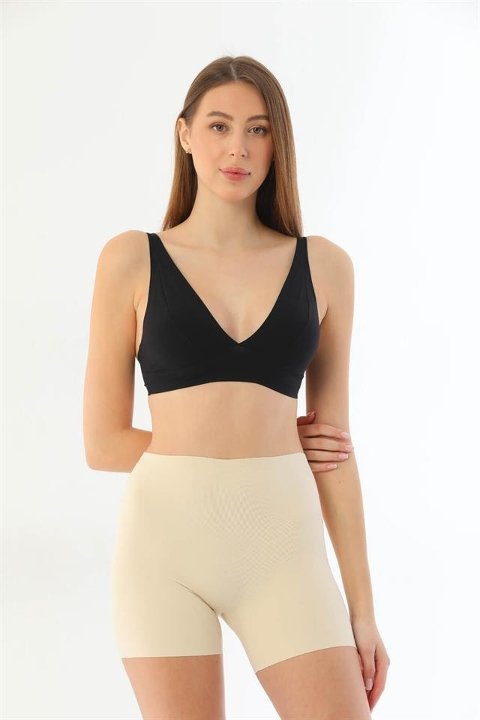 Yüksek Bel Uzun Paça Kadın Boxer Emay 2703 - Ten