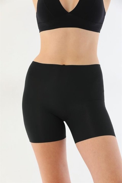 Yüksek Bel Uzun Paça Kadın Boxer Emay 2703 - Siyah
