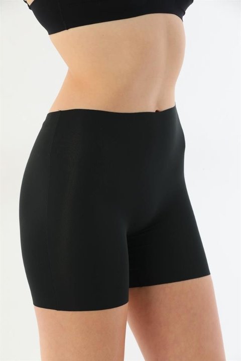 Yüksek Bel Uzun Paça Kadın Boxer Emay 2703 - Siyah