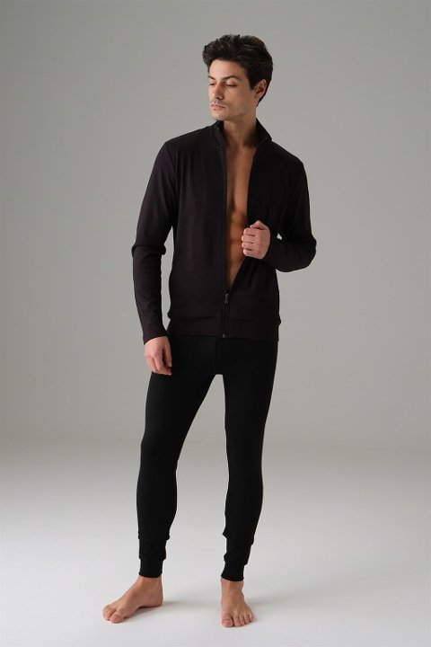 Termal Fırçalı İç Yüzeyli Dik Yaka Sweatshirt Doreanse 2895 - Siyah