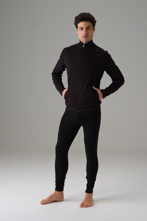 Termal Fırçalı İç Yüzeyli Dik Yaka Sweatshirt Doreanse 2895 - Siyah