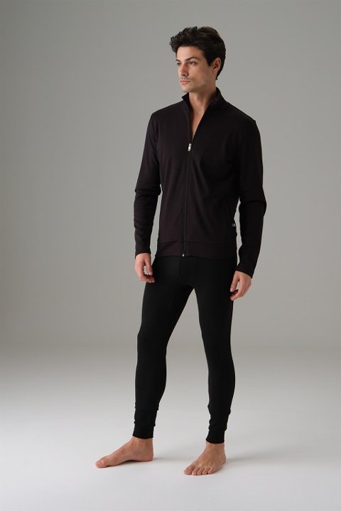 Termal Fırçalı İç Yüzeyli Dik Yaka Sweatshirt Doreanse 2895 - Siyah