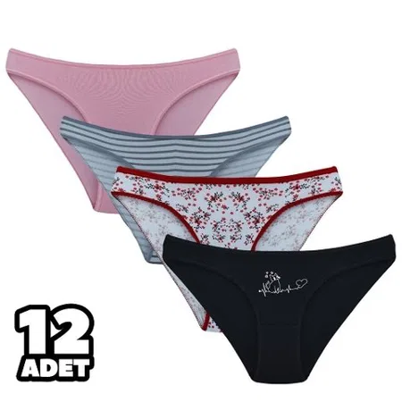 Pamuklu Yüksek Bel Bikini Külot Tutku 0546 - Karışık Renk