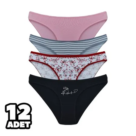 Pamuklu Yüksek Bel Bikini Külot Tutku 0546 - Karışık Renk
