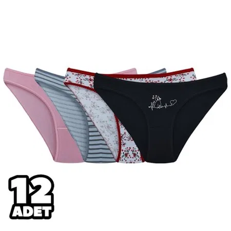 Pamuklu Yüksek Bel Bikini Külot Tutku 0546 - Karışık Renk
