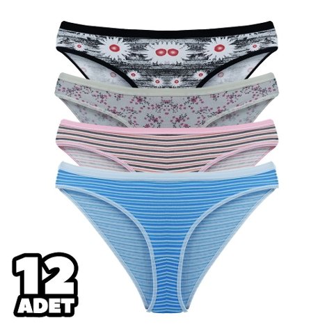 Pamuklu Asorti Bikini Slip Külot Tutku 0547 - Asorti