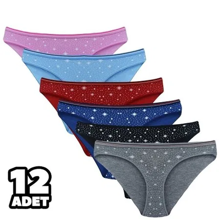 Pamuklu Yüksek Bel Bikini Külot Tutku 0570 - Karışık Renk