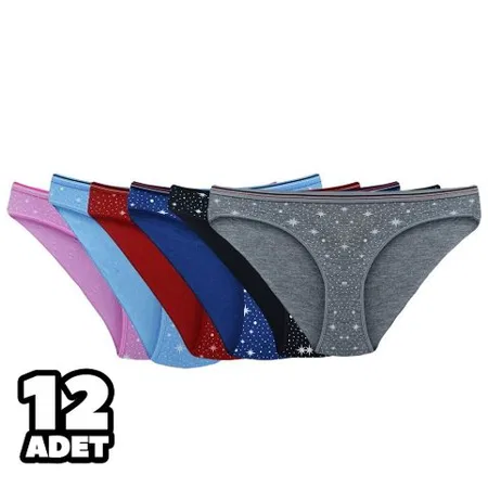 Pamuklu Yüksek Bel Bikini Külot Tutku 0570 - Karışık Renk