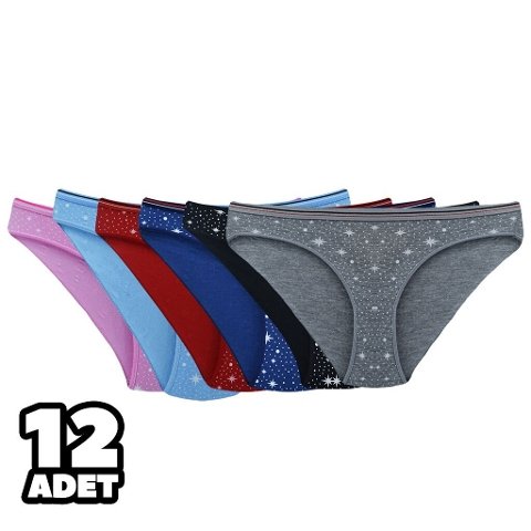 Pamuklu Yüksek Bel Bikini Külot Tutku 0570 - Asorti