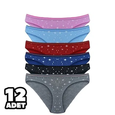 Pamuklu Yüksek Bel Bikini Külot Tutku 0570 - Karışık Renk