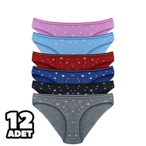 Pamuklu Yüksek Bel Bikini Külot Tutku 0570 - Asorti