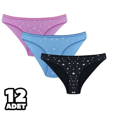 Pamuklu Yüksek Bel Bikini Külot Tutku 0570 - Karışık Renk