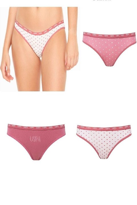 Lastikli Pamuklu Slip Külot 3'lü Set Us. POLO Assn. 66329 - Görsel