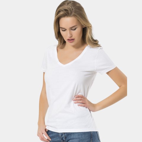 Pamuklu Kısa Kollu V Yaka Body Wtshirt 1234