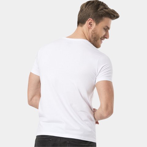 Wtshirt Kısa Kollu Bisiklet Yaka Pamuklu Tişört Wtshirt Carlo - Görsel 4