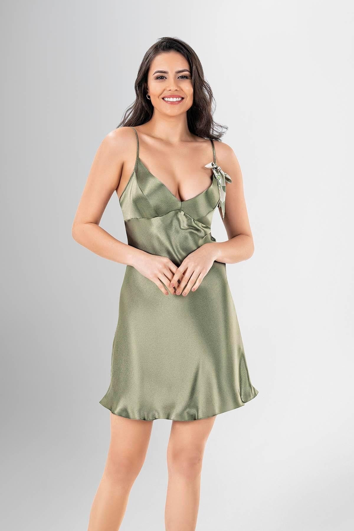 Desenli Lila Kısa Sabahlık Takımı Ahu 1912 - Yeşil