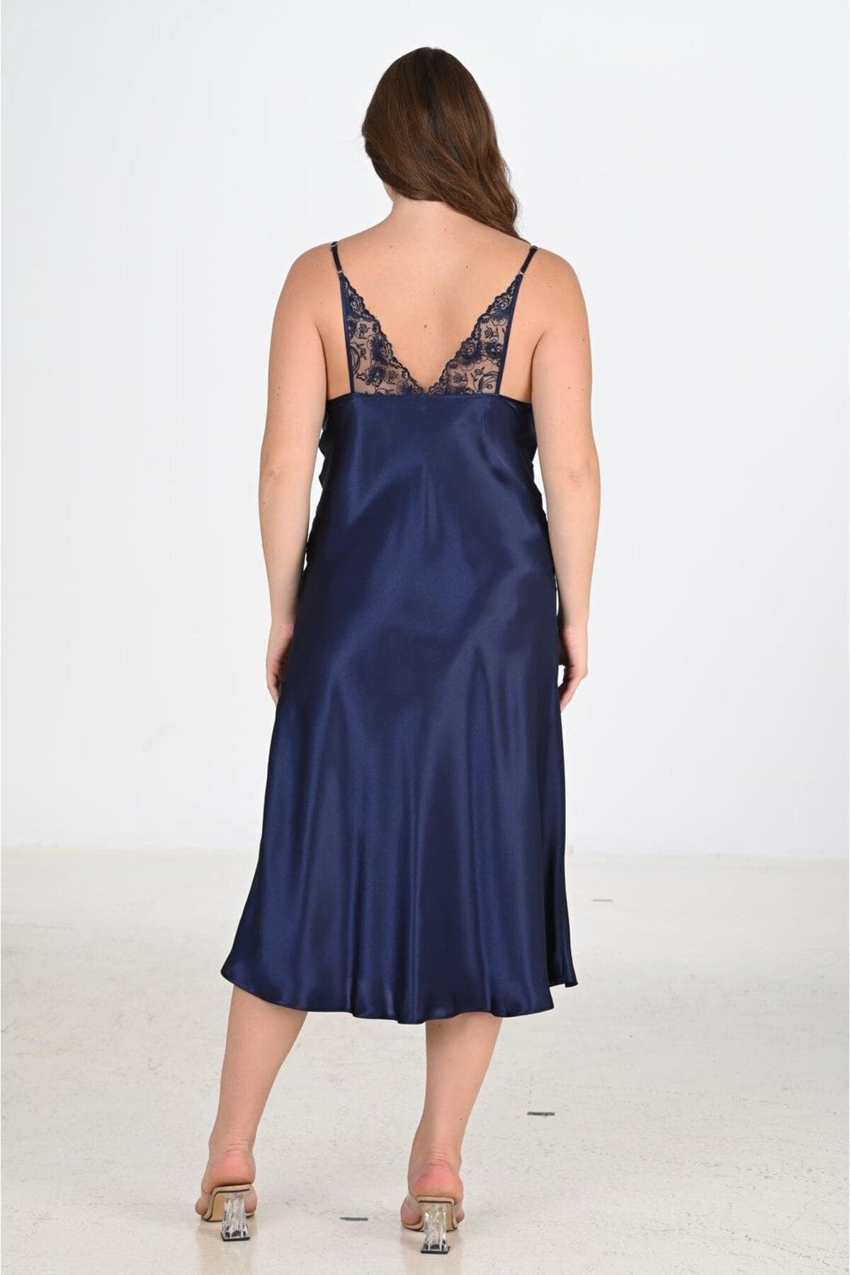 Lacivert İki Parça Sabahlık Takımı Bigsize Ahu 6228 - Lacivert