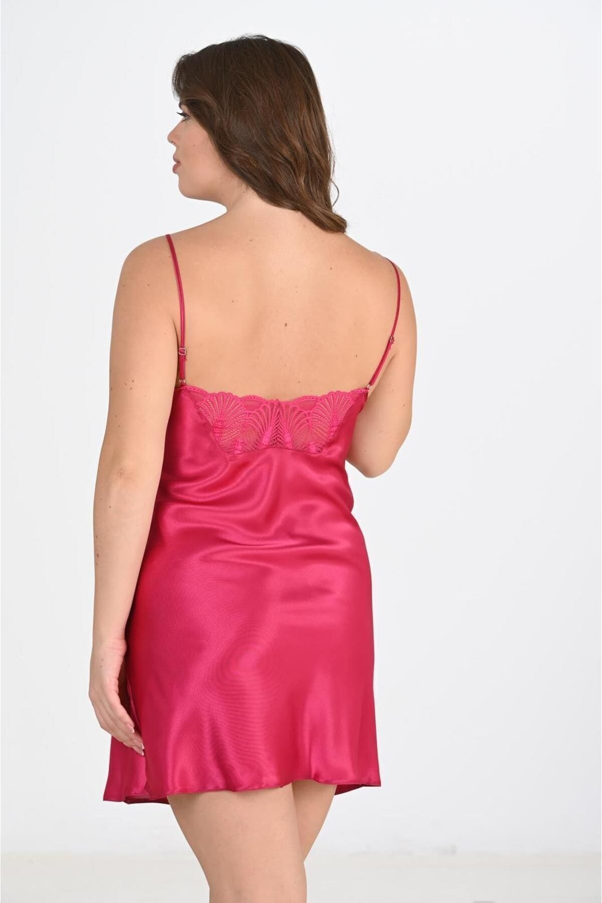 Lacivert Pamuklu 2li Gecelik Sabahlık Takımı Ahu 6212 - Fuşya