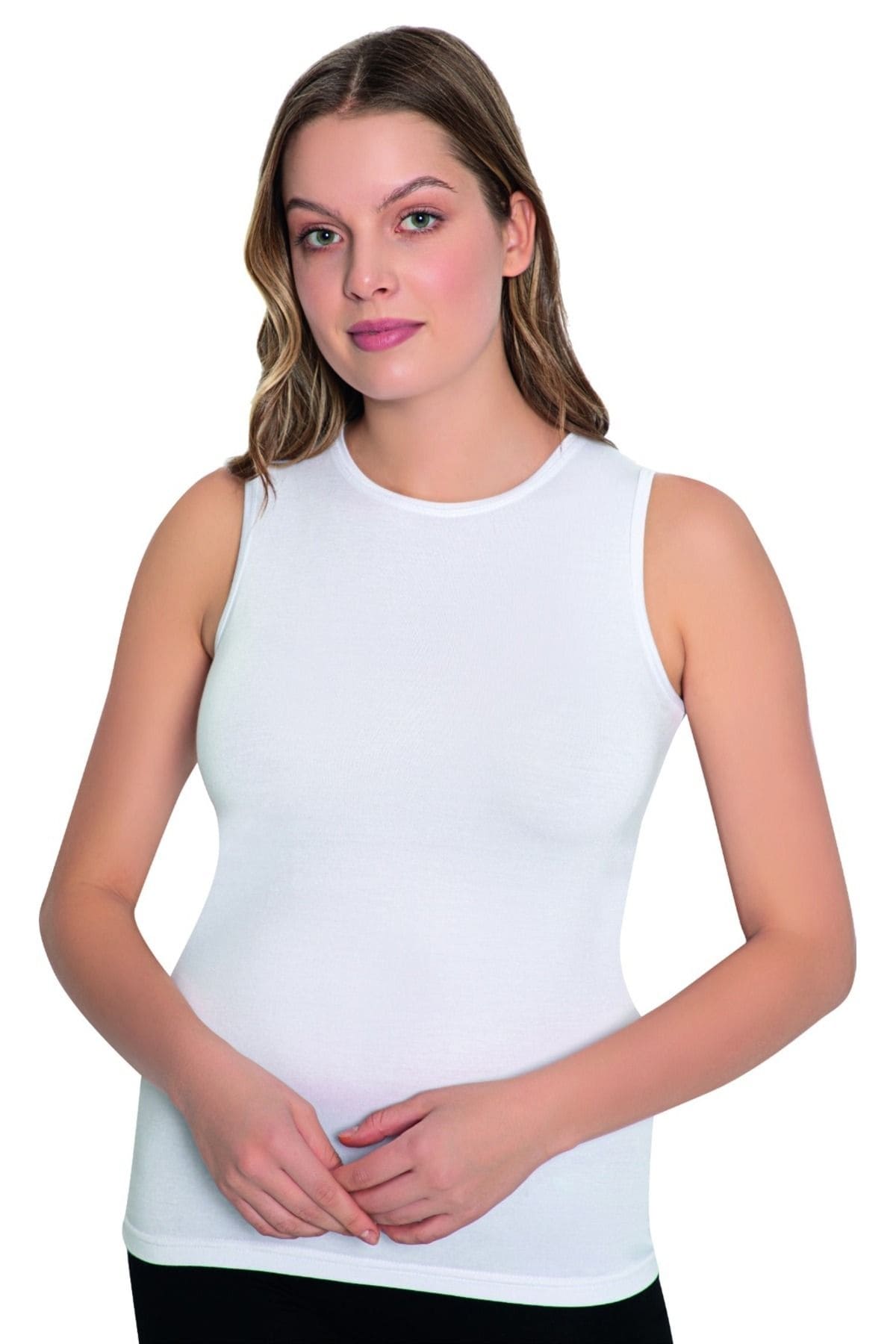 Yüksek Pamuk Oranı Kolsuz Body Lüx DRM 3740 - Beyaz