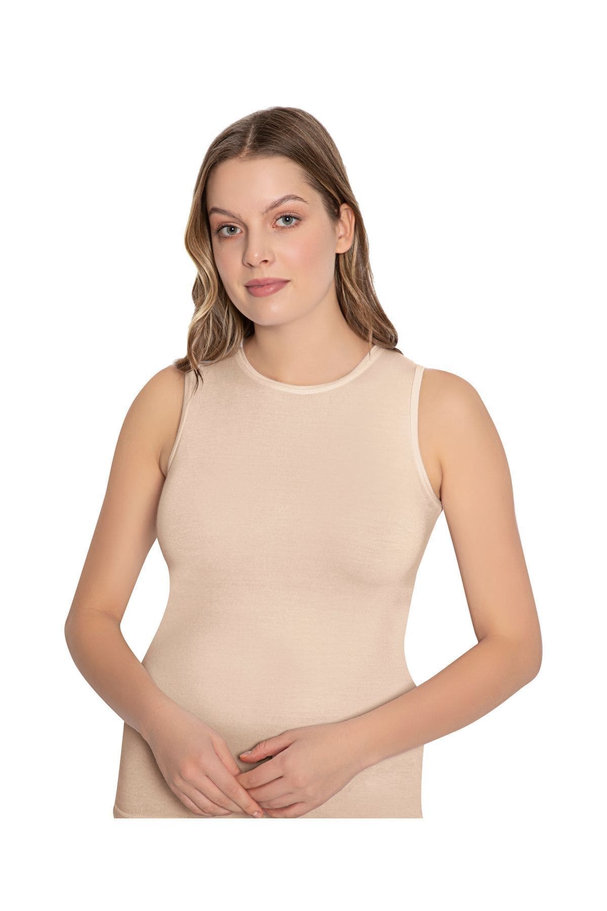Yüksek Pamuk Oranı Kolsuz Body Lüx DRM 3740 - Ten