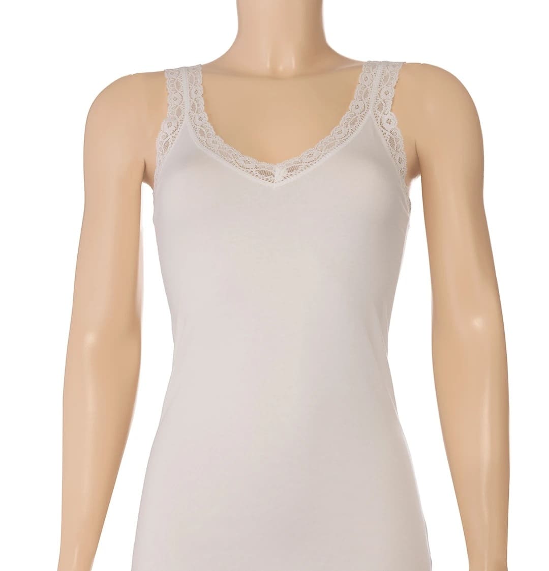 Dantelli Yüksek Pamuklu Askılı Kadın Atlet Yıldız 2262 - Ekru