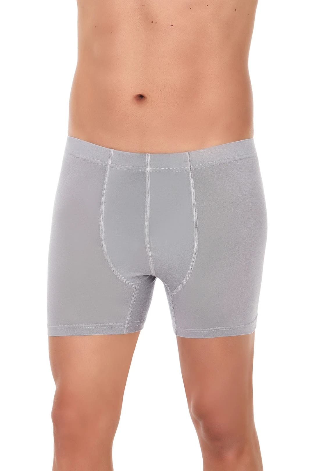 Bambu Elastan 3'lü Paket Gri Boxer Yıldız 322 - Gri