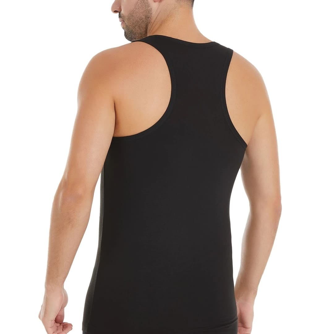 Bambu Elastan 3'lü Paket Erkek Siyah Atlet Yıldız 491 - Siyah