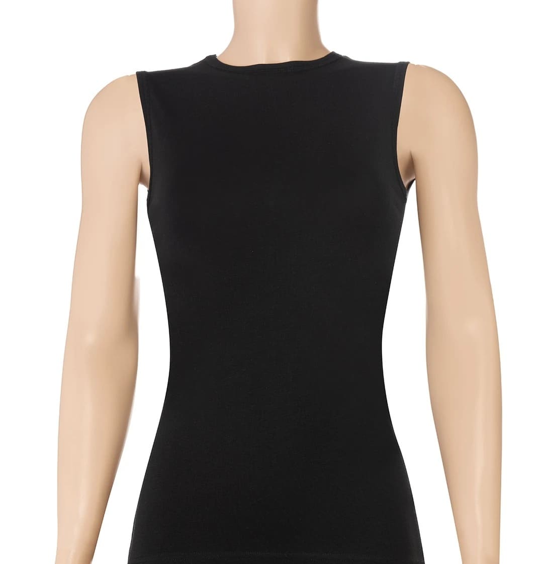 Likralı Sıfır Kol Kadın Atlet Siyah Yıldız 2236 - Siyah