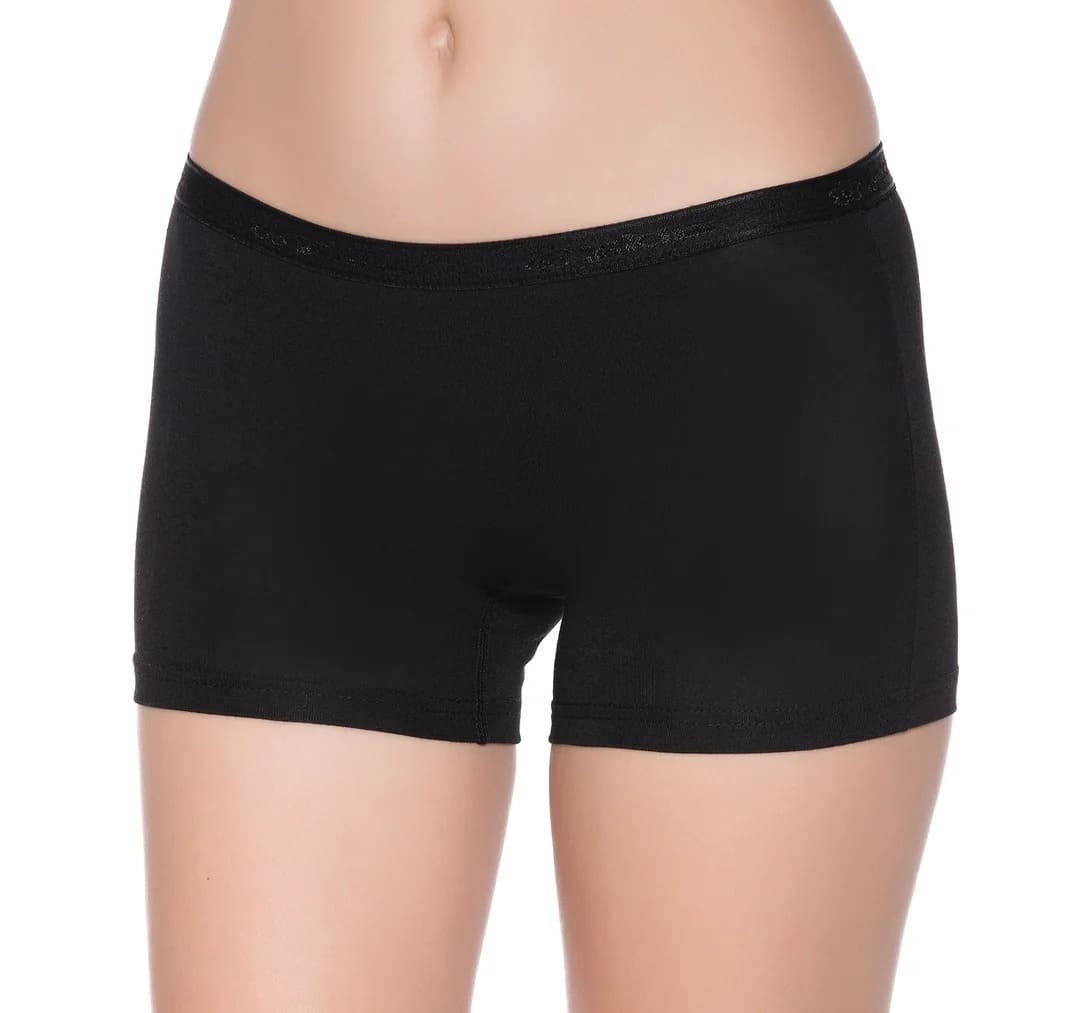 3'lü Paket Yüksek Bel Modal Boxer Kadın Siyah Yıldız 3625 - Siyah