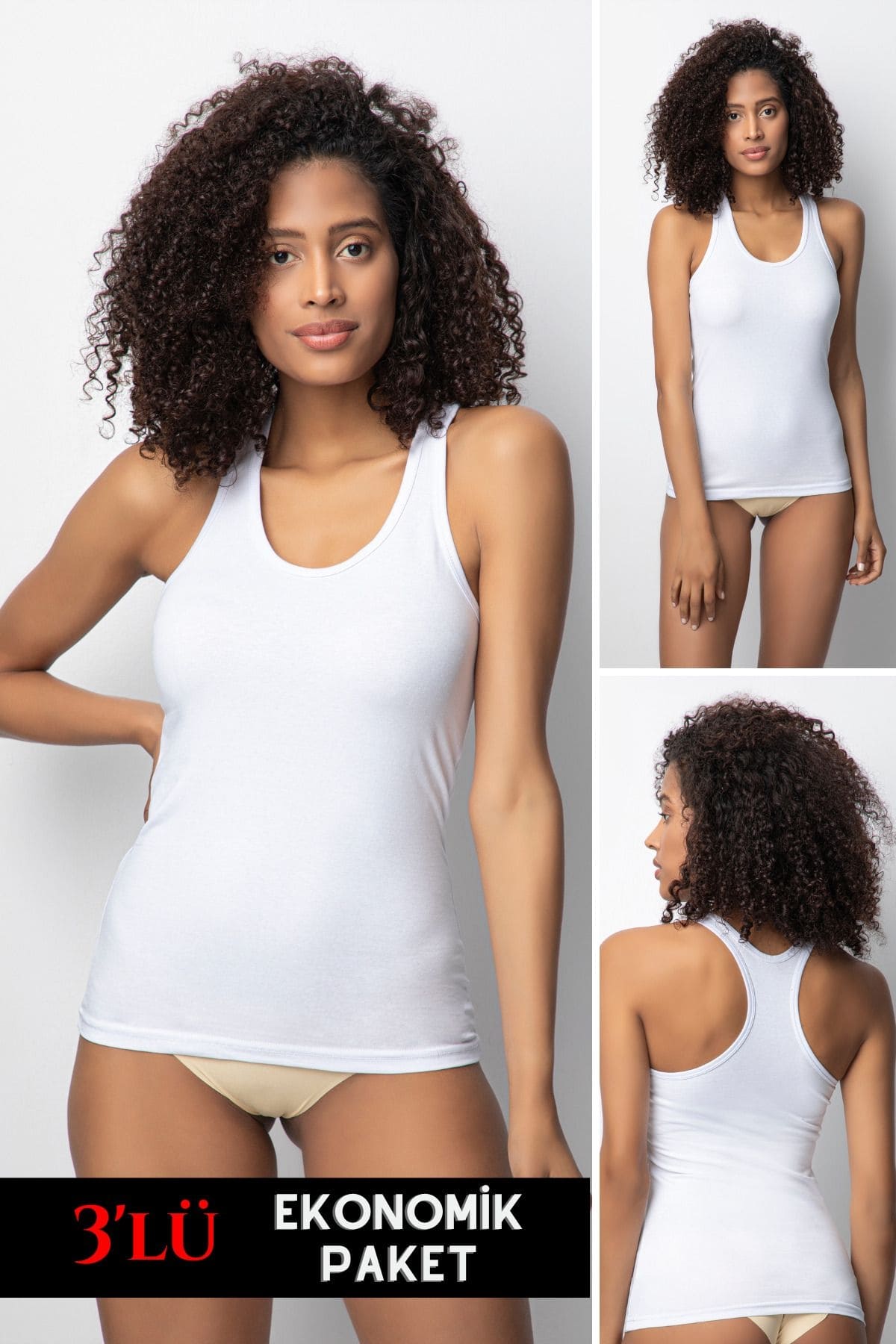 Pamuklu Sporcu Atlet 3'lü Donex 1340 - Beyaz