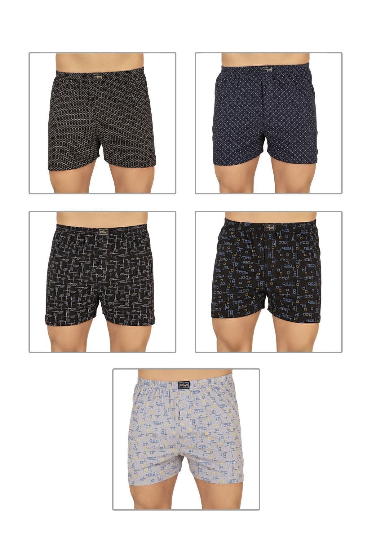 Desenli Pamuklu Esnek Boxer Şort Özkan 11810 - Asorti