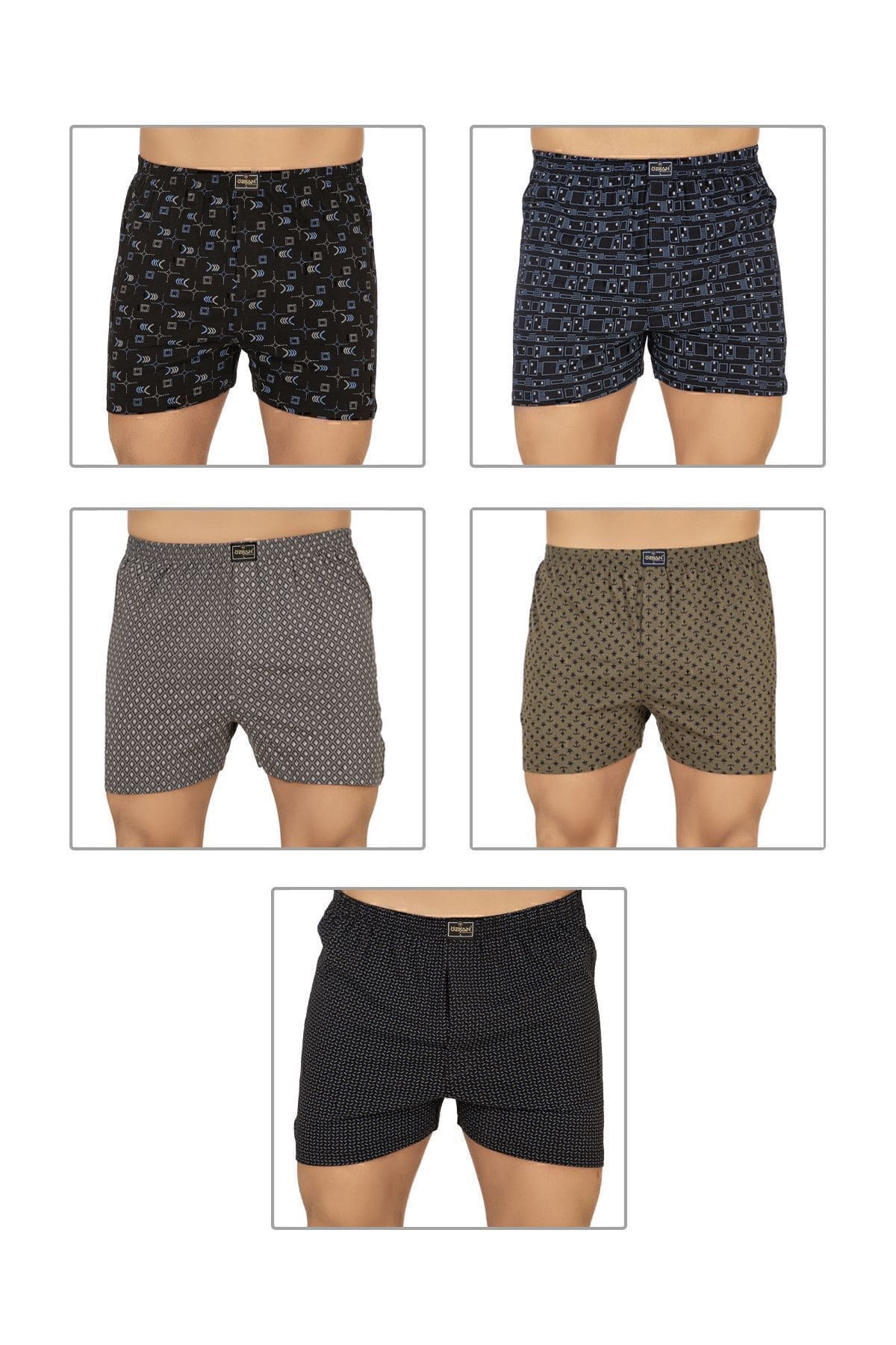 Desenli Pamuklu Esnek Boxer Şort Özkan 11810 - Asorti