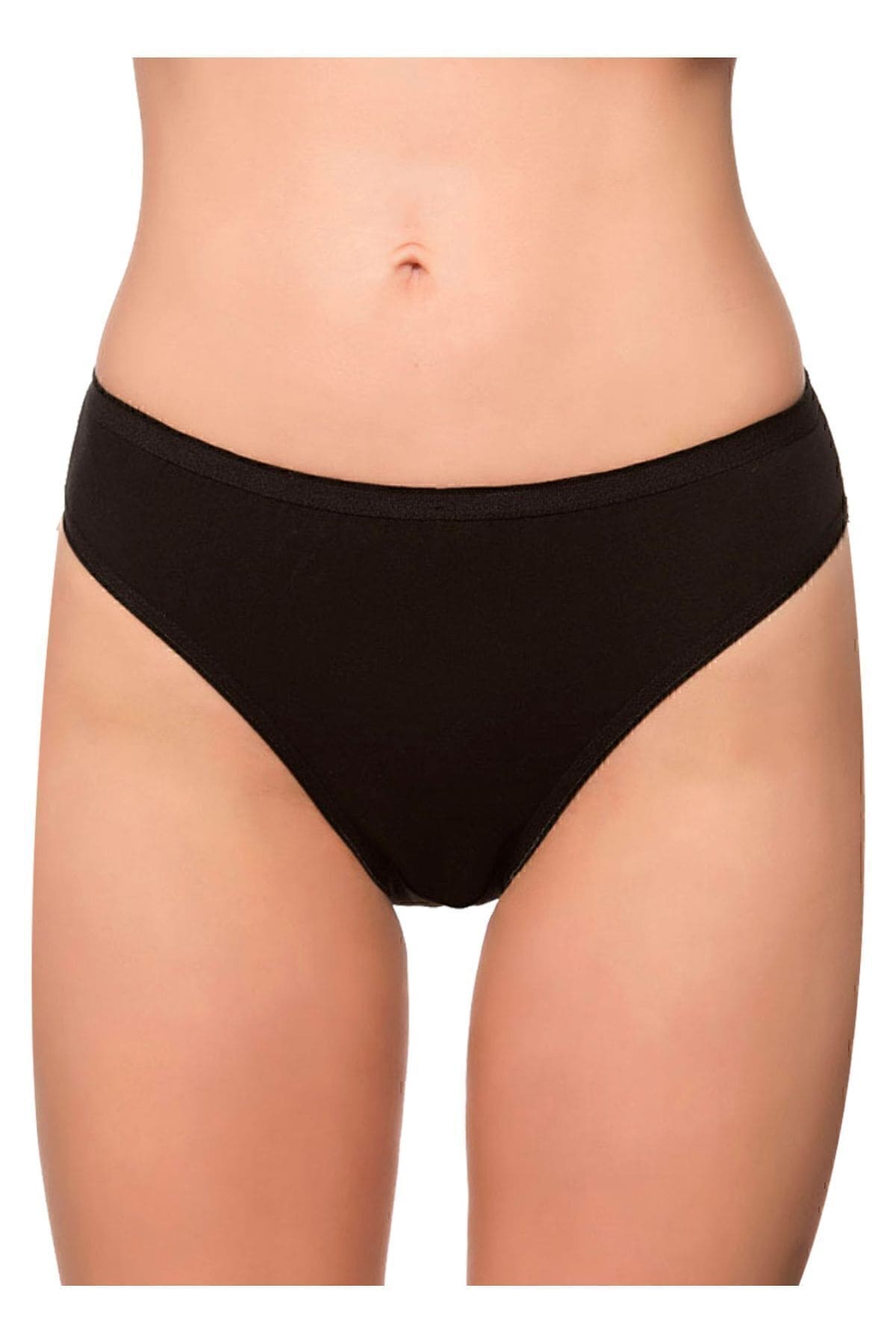 Pamuklu Likralı Yüksek Bel Slip Külot Özkan 6120 - Siyah