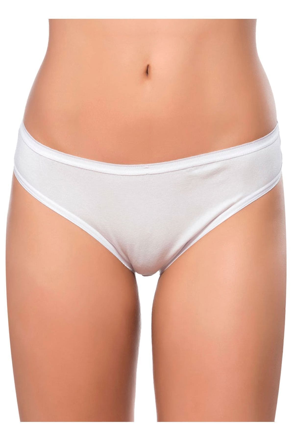 Pamuklu Likralı Yüksek Bel Slip Külot Özkan 6120 - Beyaz