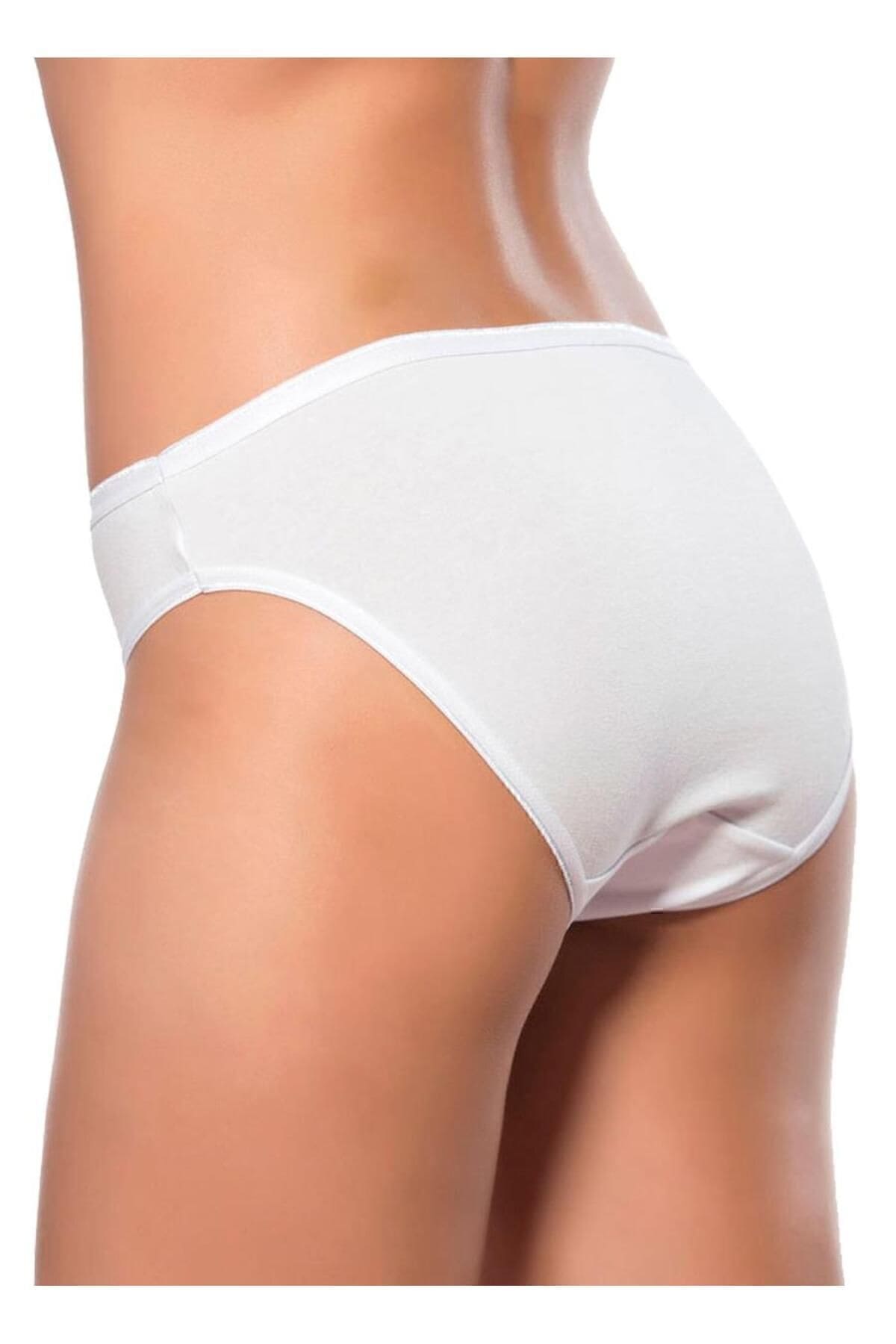 Pamuklu Likralı Yüksek Bel Slip Külot Özkan 6120 - Beyaz