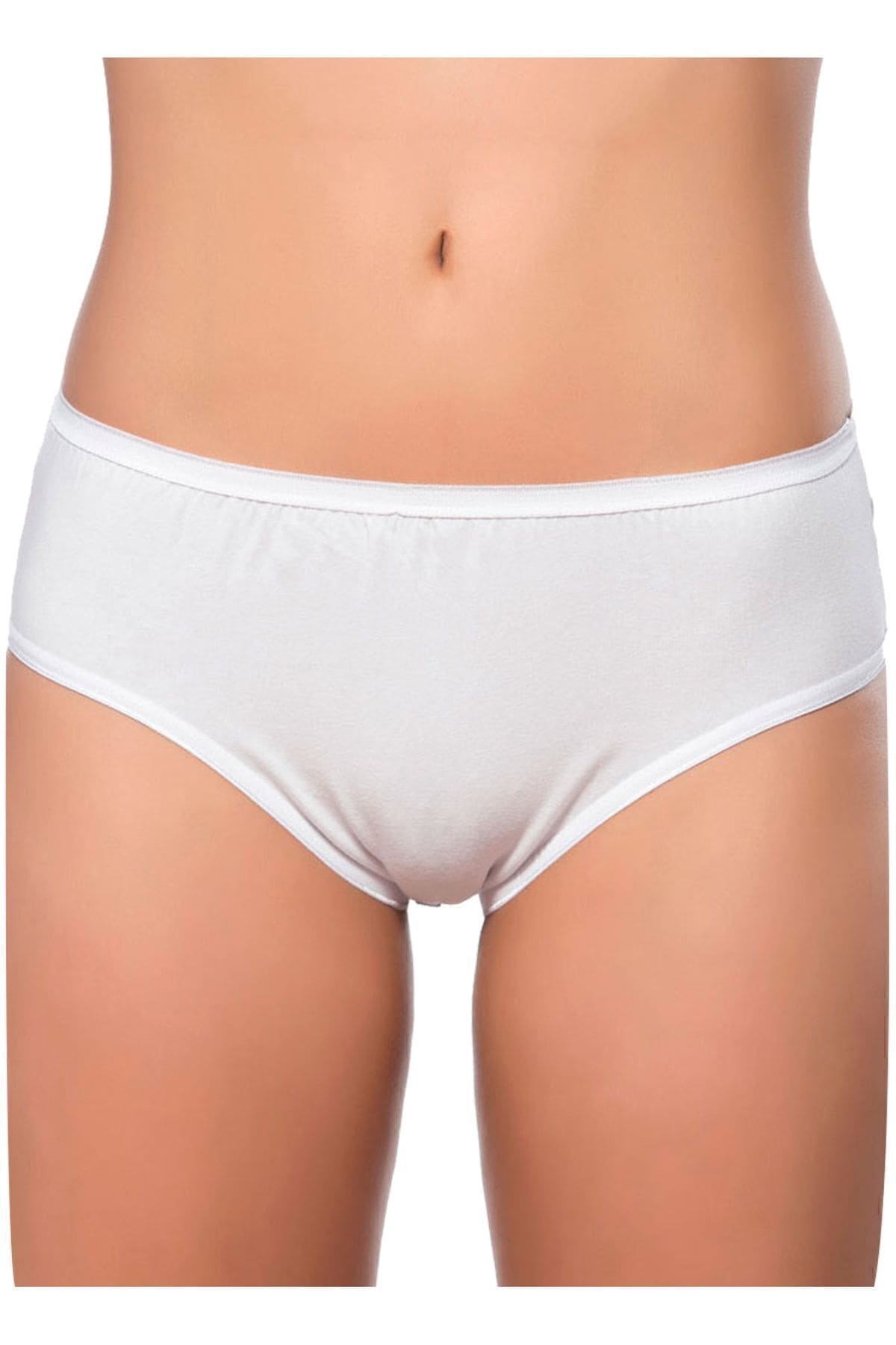 Yüksek Bel Pamuklu Likralı Bato Külot  Özkan 6121 - Beyaz