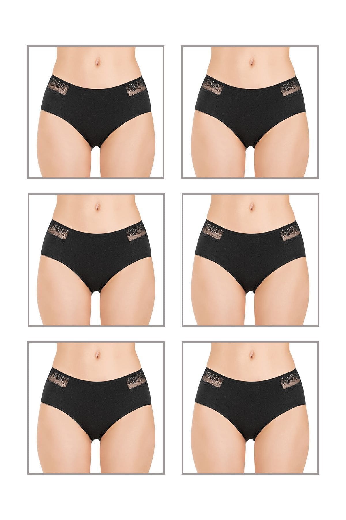 Pamuklu Dantel Detaylı Yüksek Bel Külot Özkan 26848 - Siyah