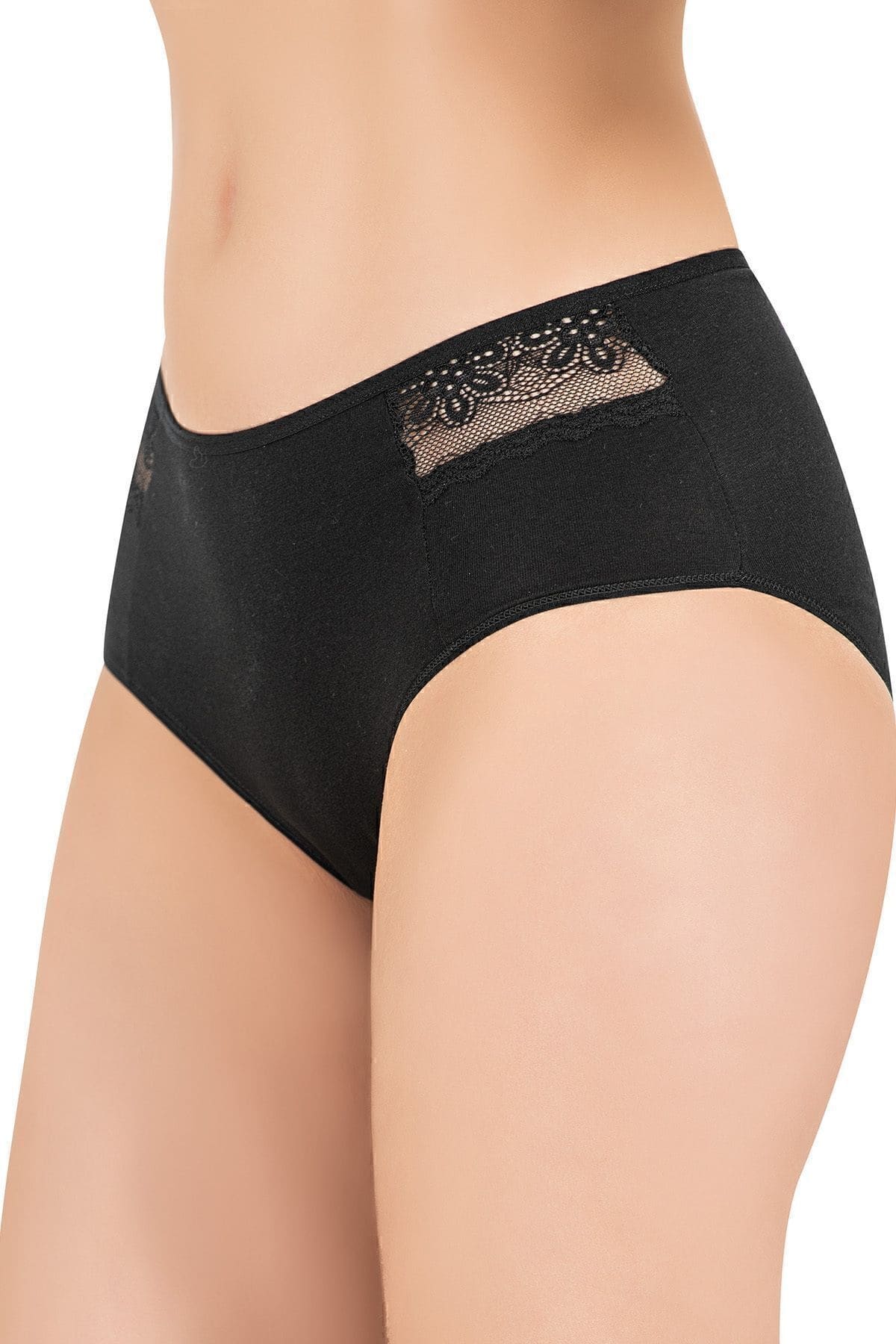 Pamuklu Dantel Detaylı Yüksek Bel Külot Özkan 26848 - Siyah