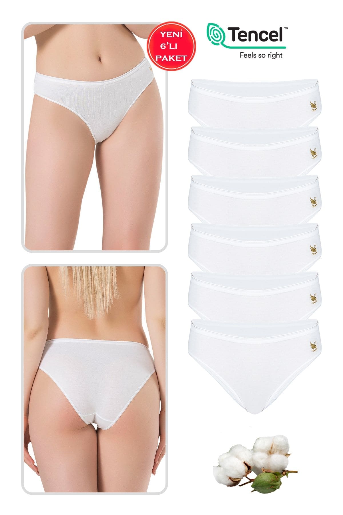 Pamuklu Modal Esnek Yüksek Bel Külot Özkan 23924 - Ekru