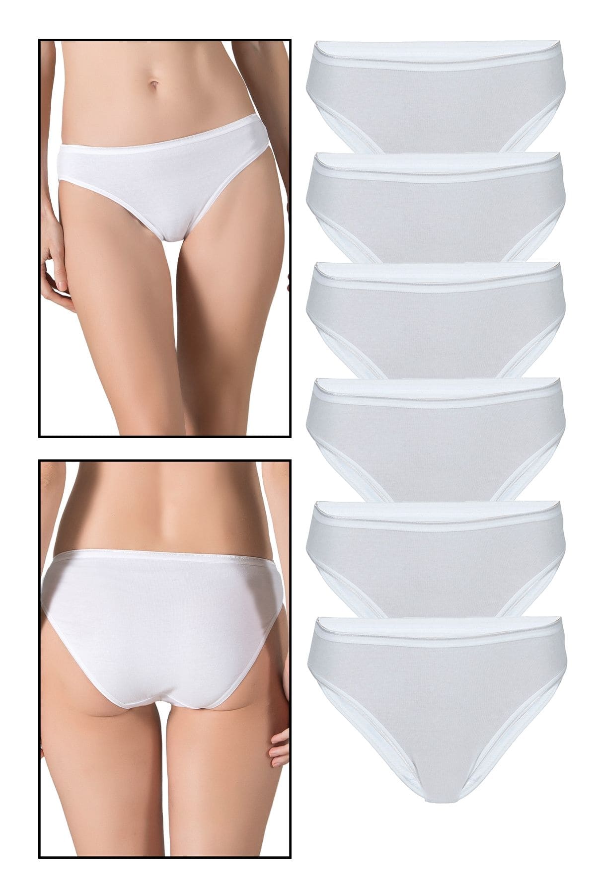 Yüksek Bel Esnek Slip Külot 10lu Paket Özkan 23926 - Beyaz