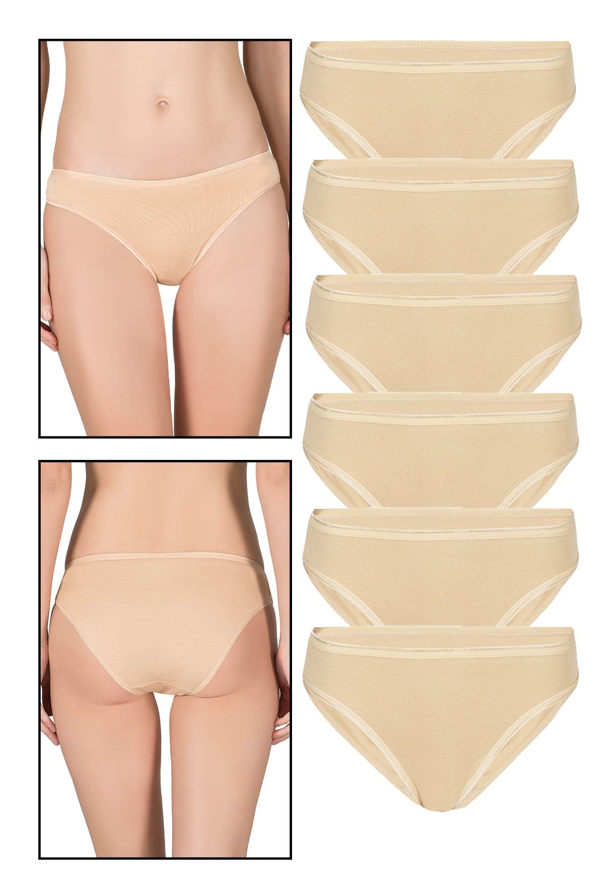 Yüksek Bel Esnek Slip Külot 10lu Paket Özkan 23926 - Ten