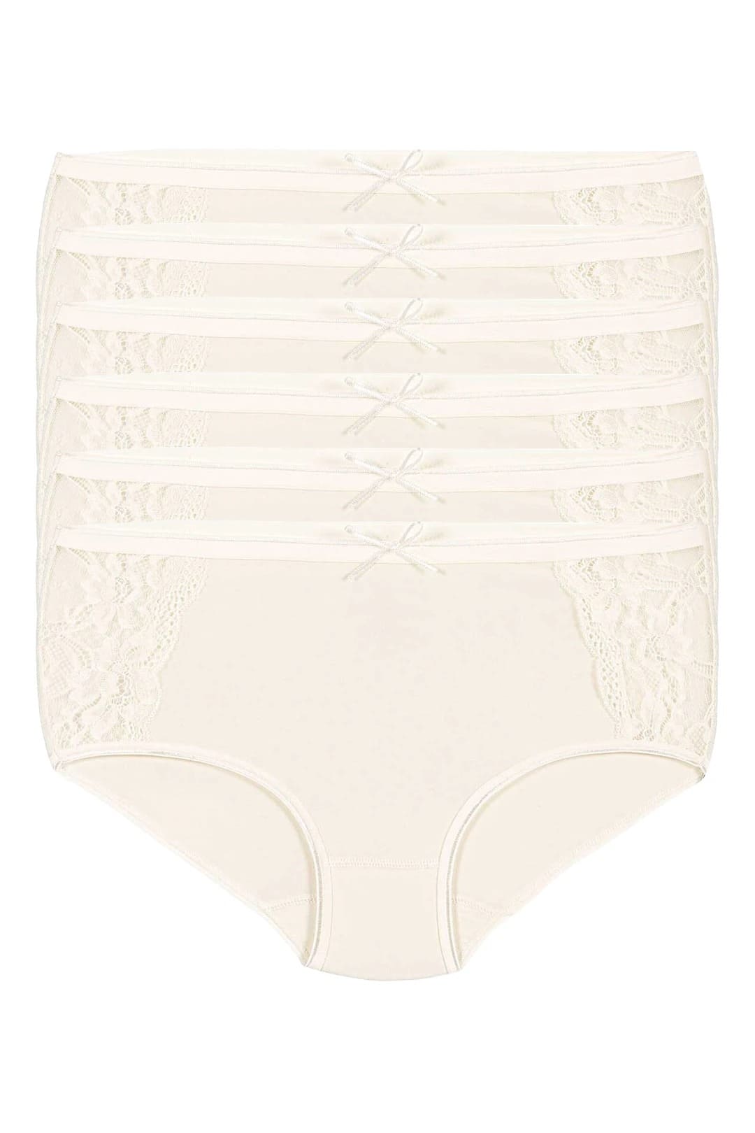 Yüksek Bel Dantelli Bato Külot Pamuklu Yıldız 3797 - Ekru