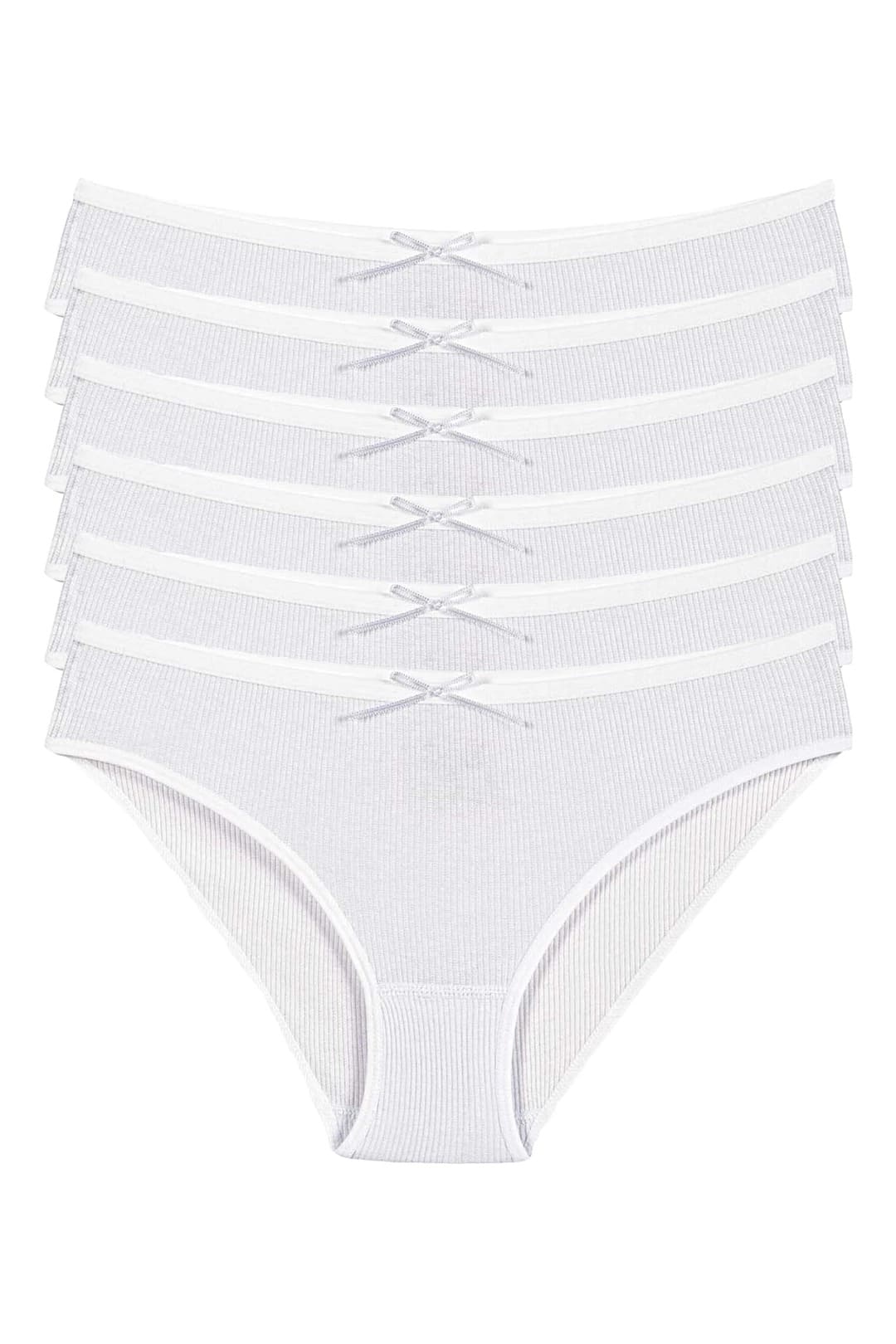 Yüksek Bel Likralı Kadın Bikini Külot Yıldız 3550 - Beyaz