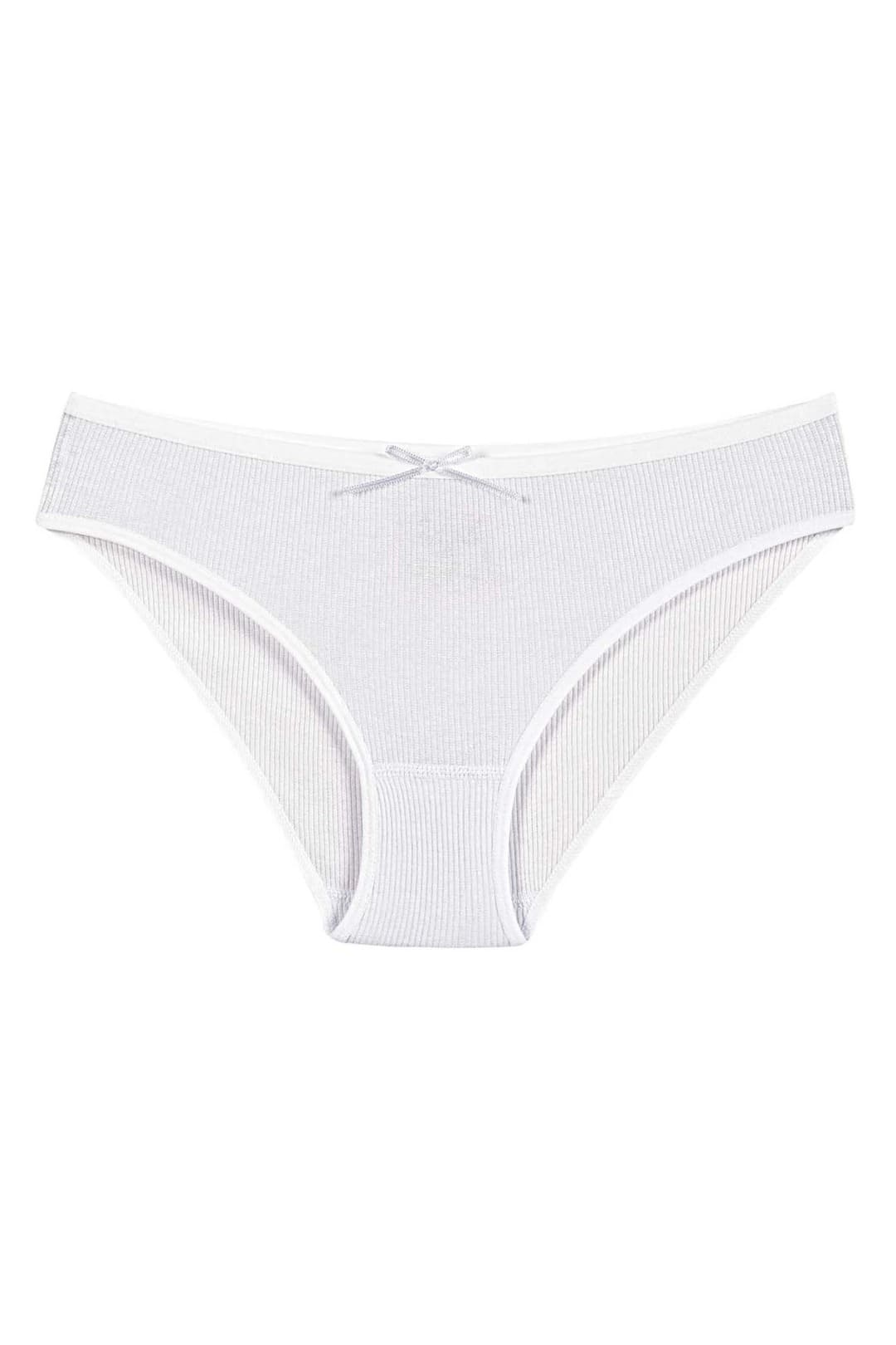 Yüksek Bel Likralı Kadın Bikini Külot Yıldız 3550 - Beyaz