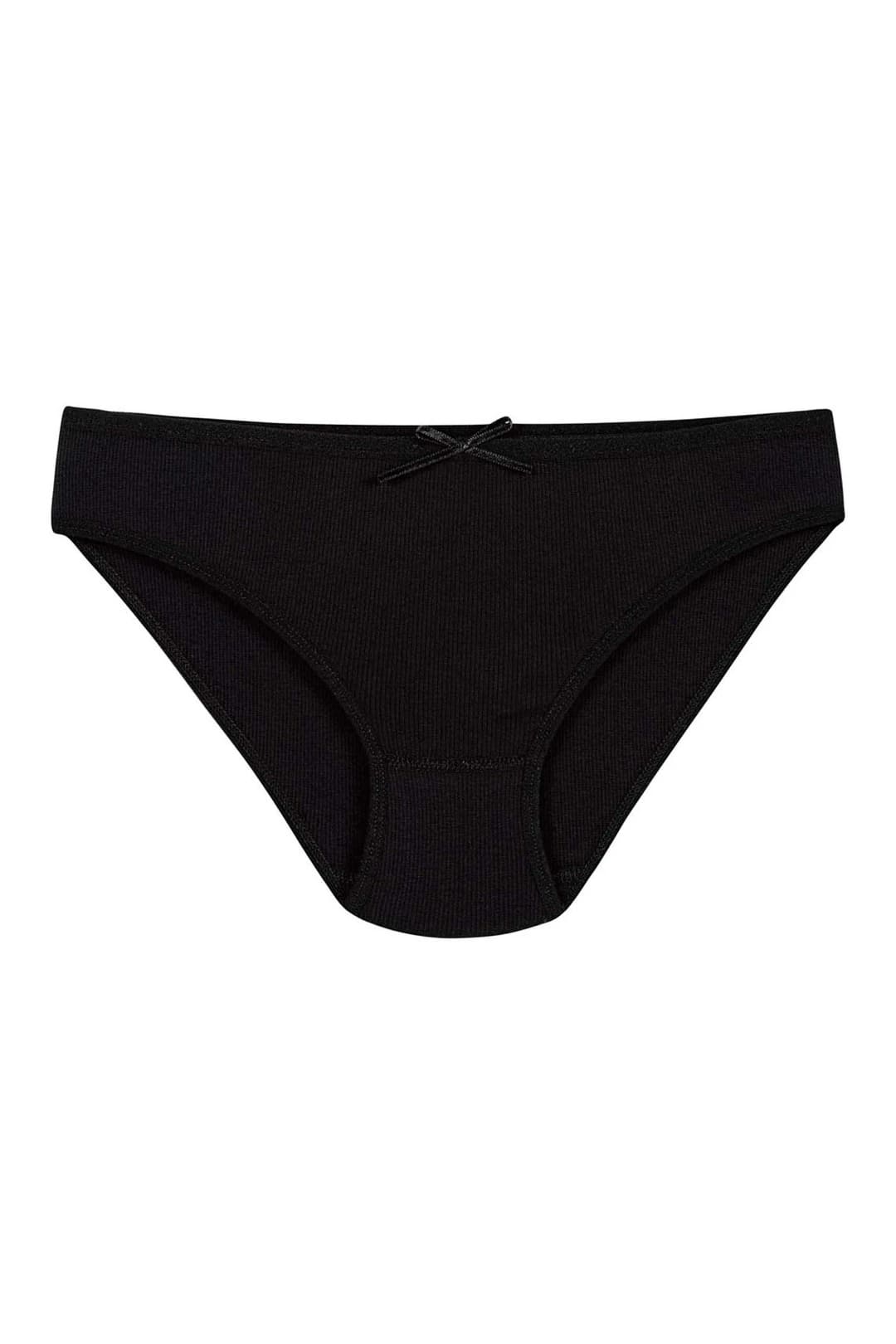Yüksek Bel Likralı Kadın Bikini Külot Yıldız 3552 - Siyah