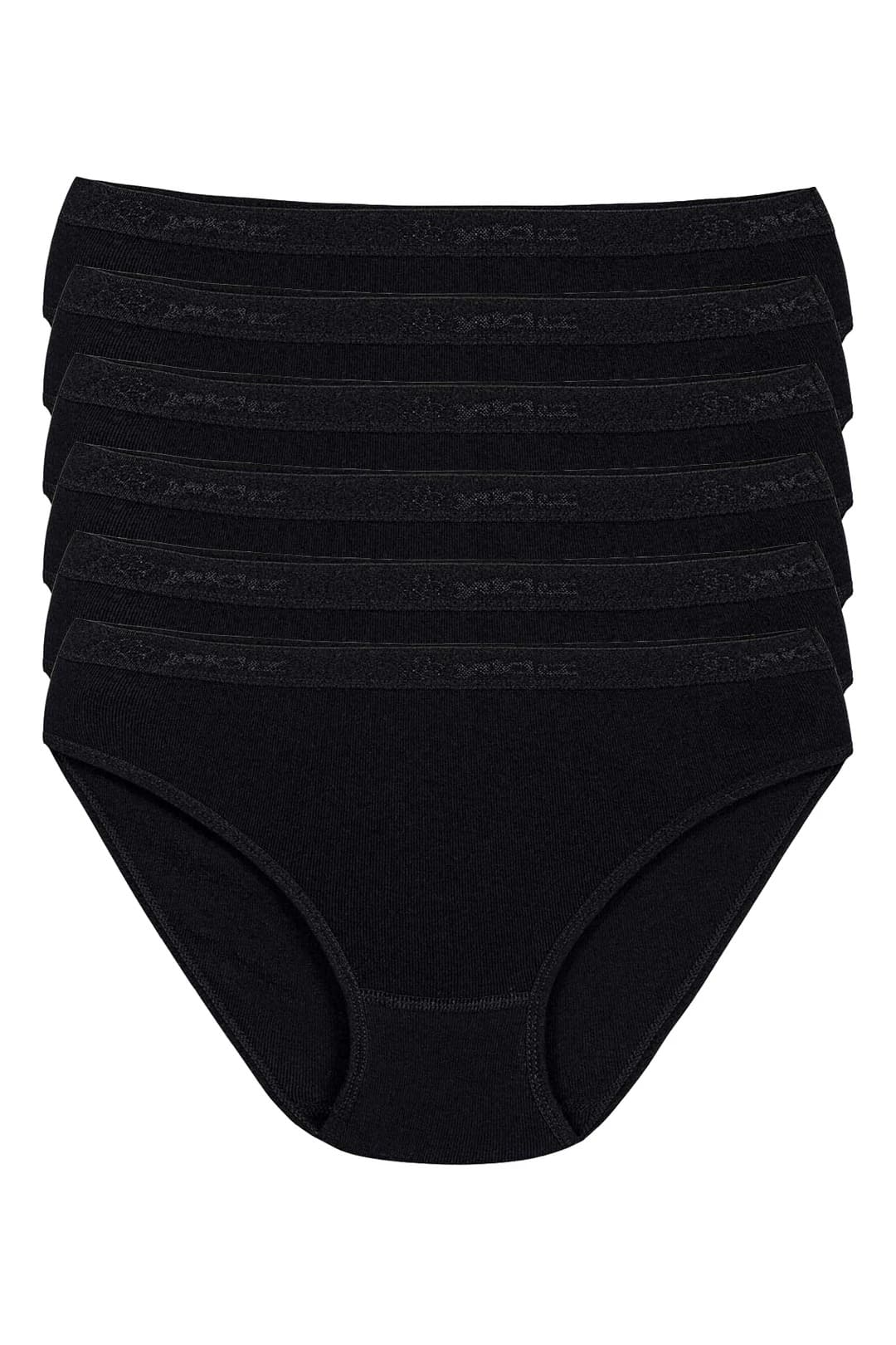 Pamuklu Yüksek Bel Bikini Külot 6'lı Paket Yıldız 3710 - Siyah