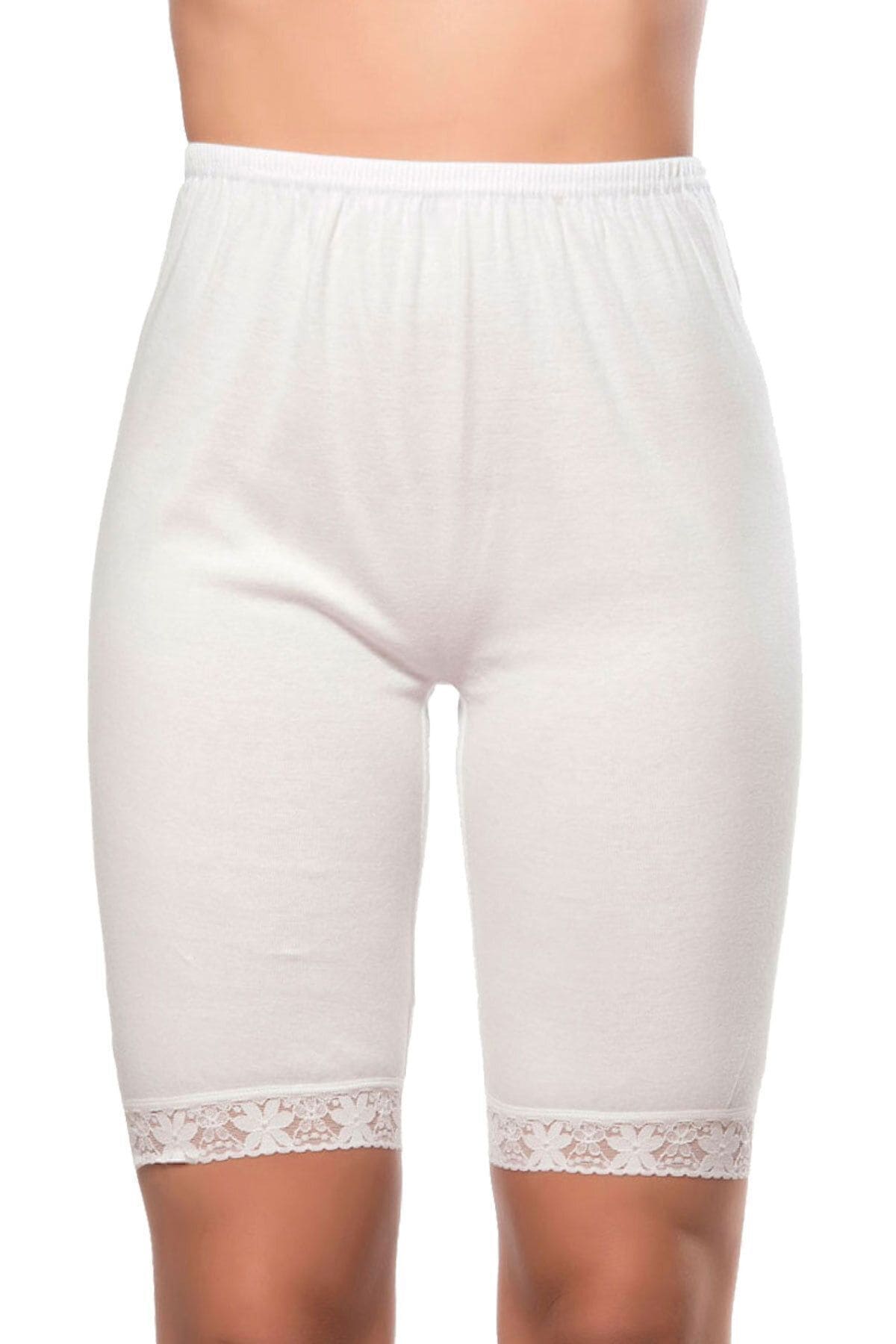 Pamuklu Dantelli Yüksek Bel Külot  Özkan 0114 - Beyaz