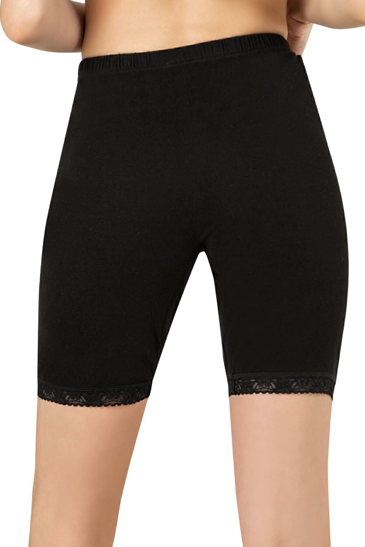 Pamuklu Dantelli Yüksek Bel Külot  Özkan 0114 - Siyah