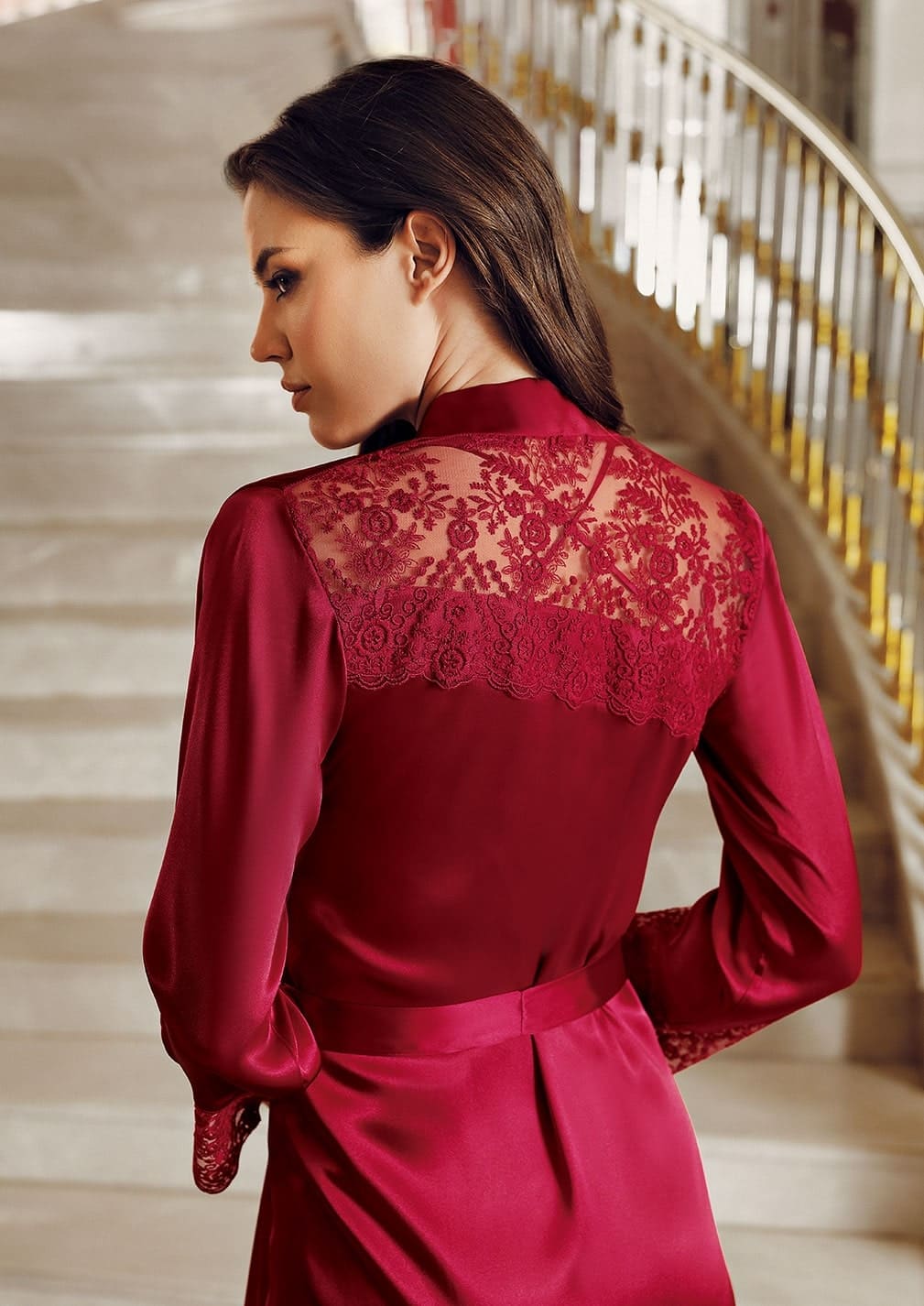 Saten Dantel Detaylı Gelin Çeyiz Seti İmaj 1020 - Bordo