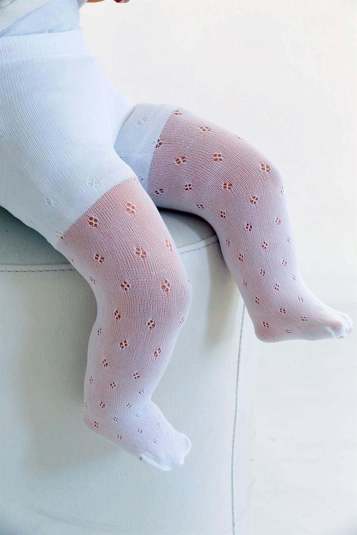 Beyaz Bebek Külotlu Çorap %100 Pamuk Daymod 2122120 - Beyaz